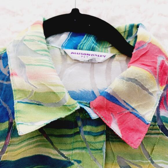 Blouse Size 8P Rainbow Stripe Abstract Sheer Textured Whimsycore Artsy Bold Y2K - Picture 3 of 13